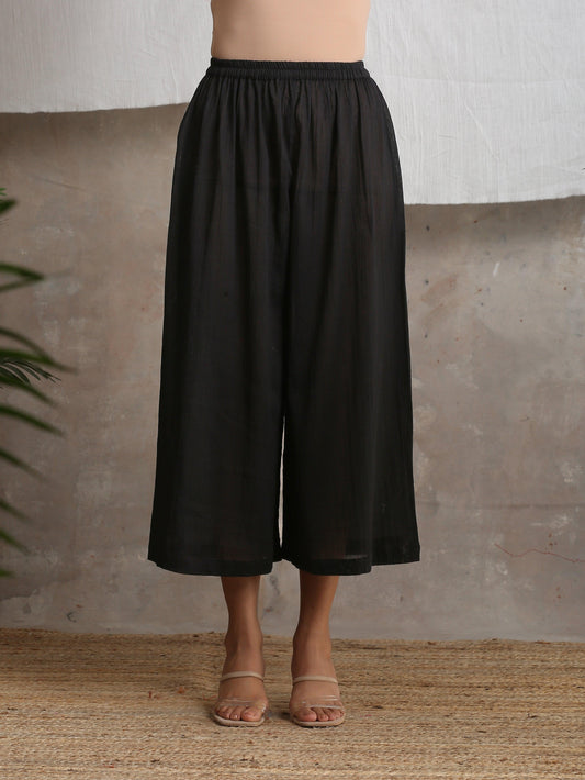 trueBrowns Crinkle Black Palazzo | Swadesiicart