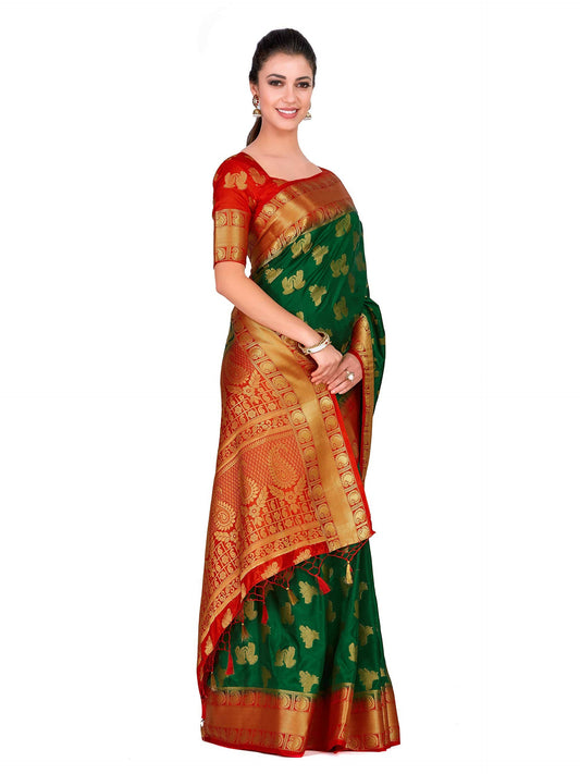 Mimosa Women's Green Kanchipuram Silk Saree