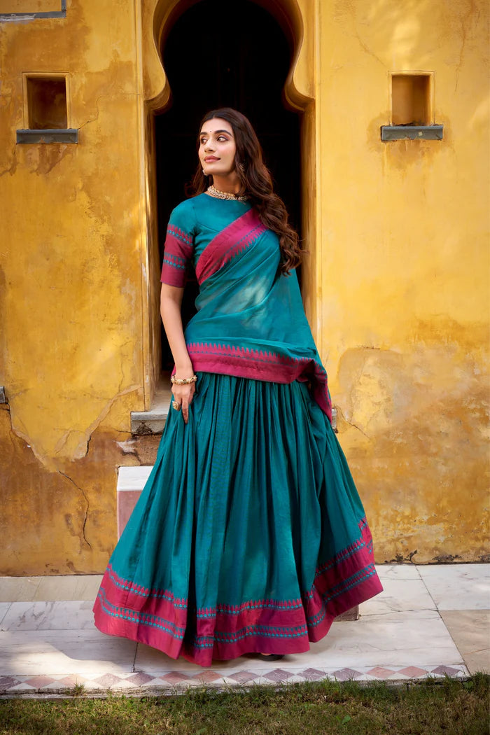 Evanik Pure Chanderi With Thread Work Lehenga Choli