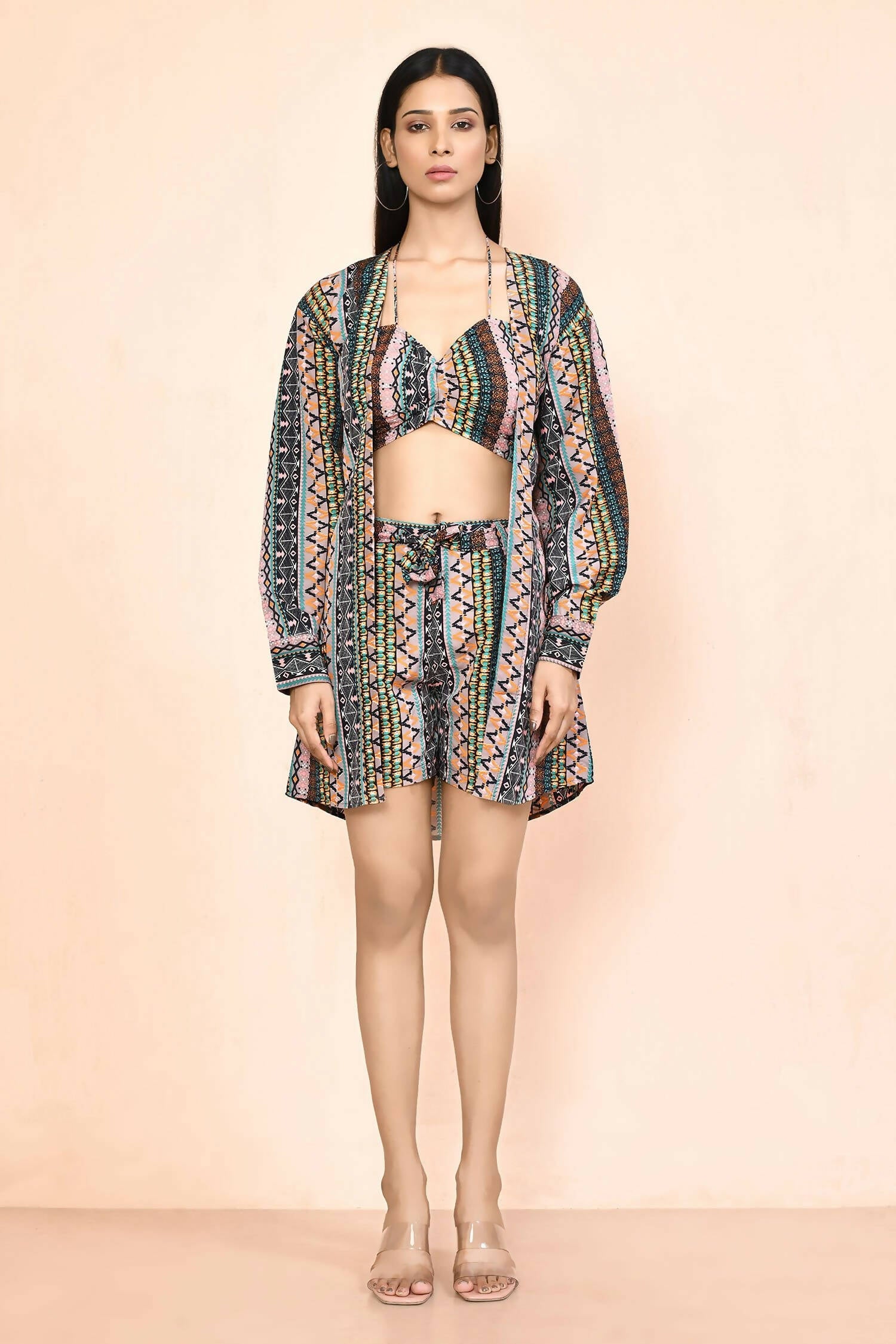 Multi Platinum Creap Printed Co-Sets - Femella