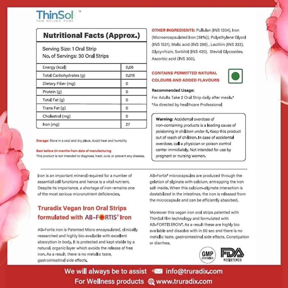 Truradix Vegan Iron Oral Strips – Ayurvedic Iron Supplement 