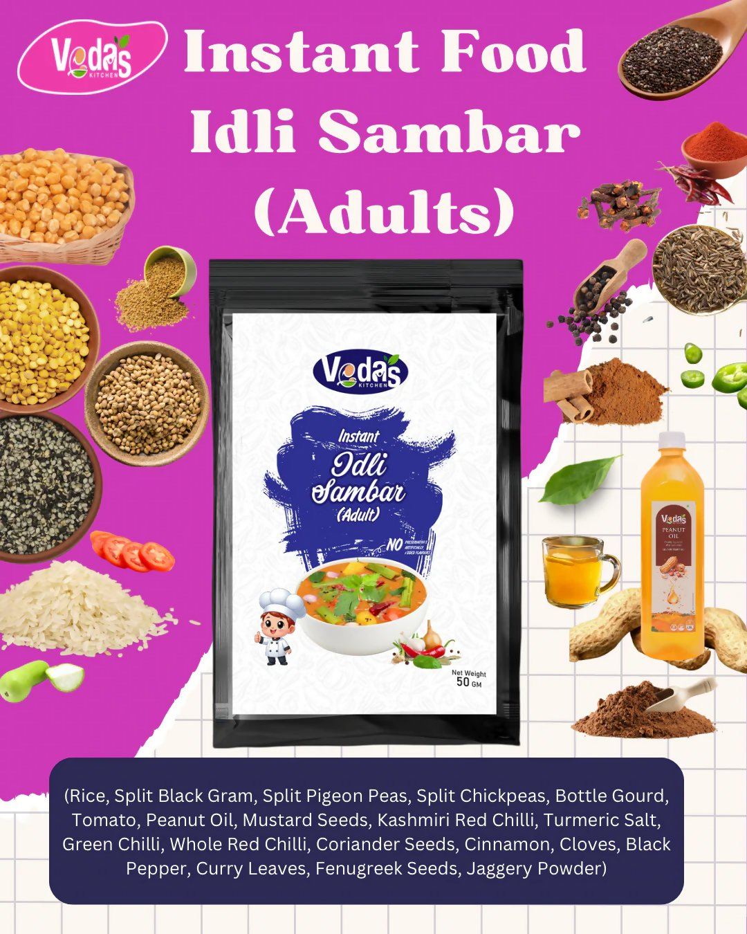 Vedas Kitchen Idli Sambar (Adults)  Grab2Buy Vedas Kitchen Grab2Buy