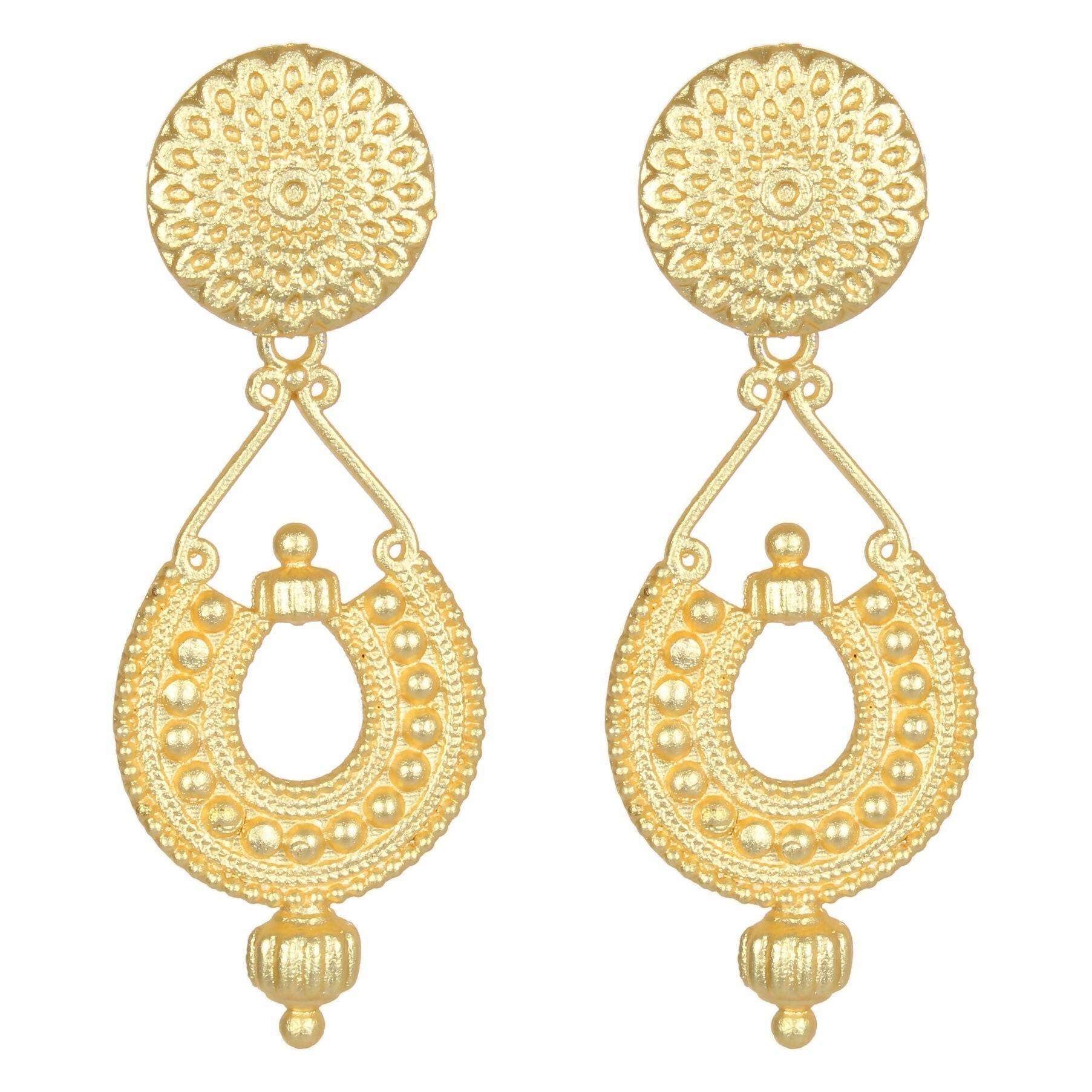 Joban Fashion Women Matte Gold Brass Earrings | Swadesiicart