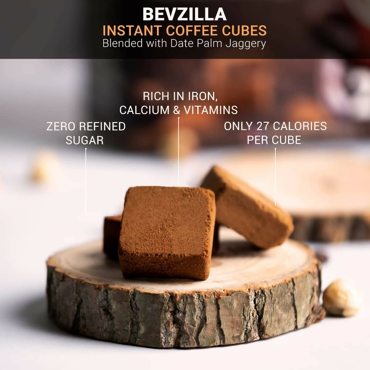 Bevzilla Instant Coffee Cubes Pack with Organic Date Palm Jaggery - Classic 