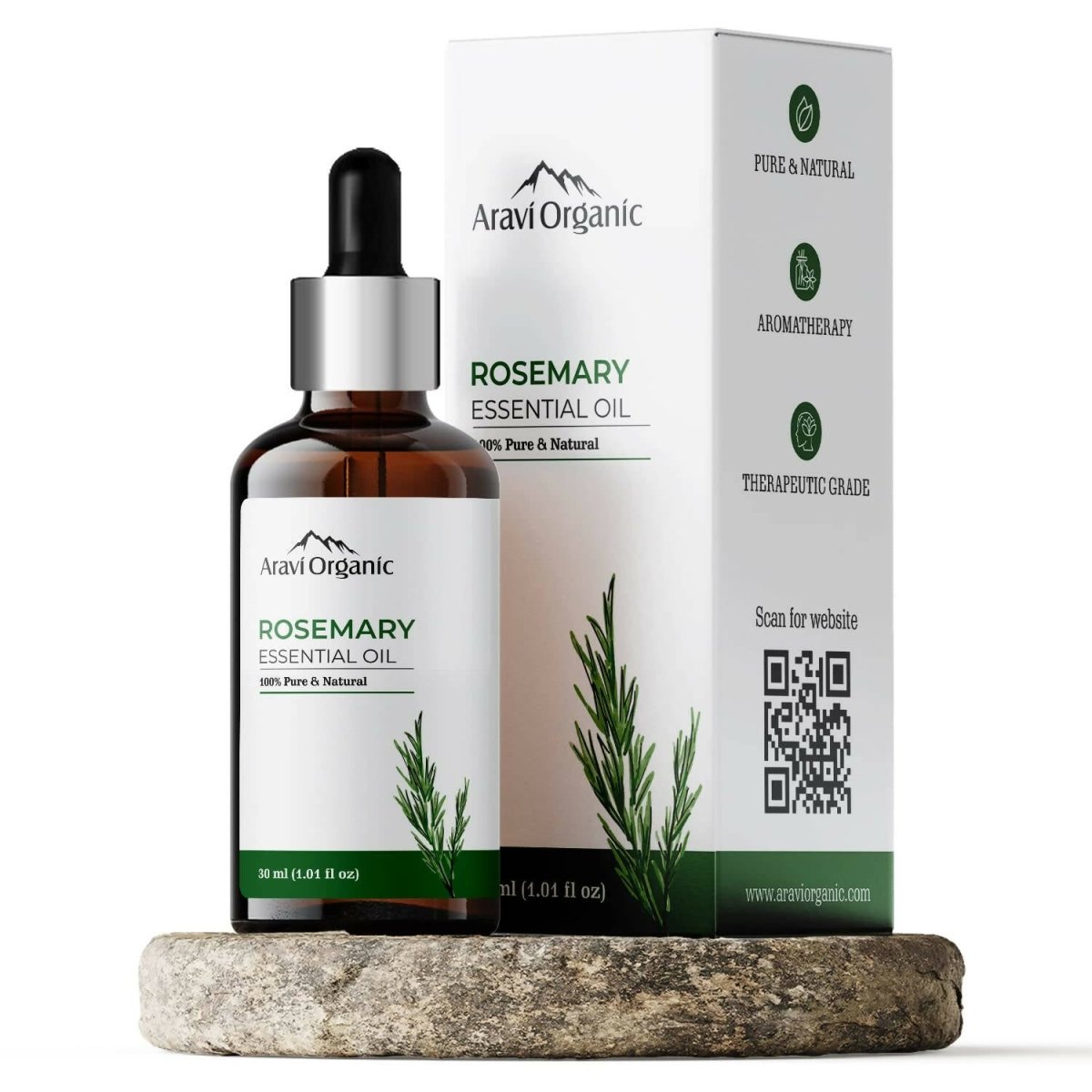 Aravi Organic Rosemary Essential Oil for Hair Growth, Anti Hair Fall 