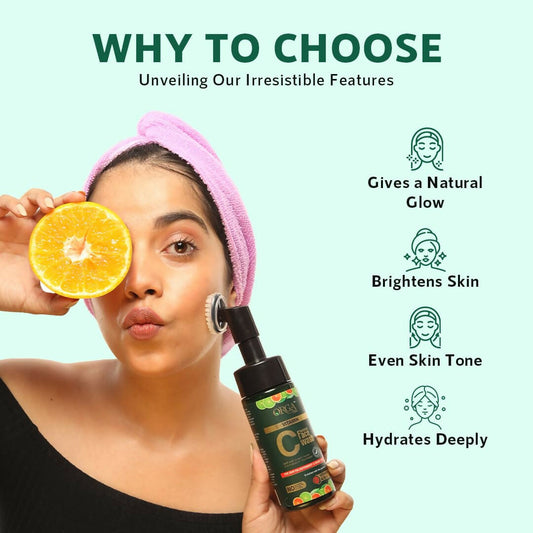 Orgatre Vitamin C Foaming Face Wash with Built-in Silicon Brush, Niacinamide Foaming cleanser for Acne prone Skin