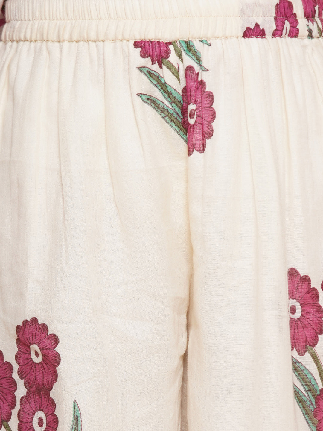 Girls Pink & White Floral Printed Kurta With Sharara - Bhama 