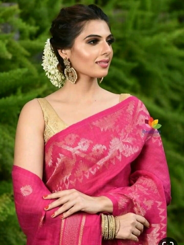 Exclusive Collection Pink Beautiful Linen Jamdani Grab2Buy 