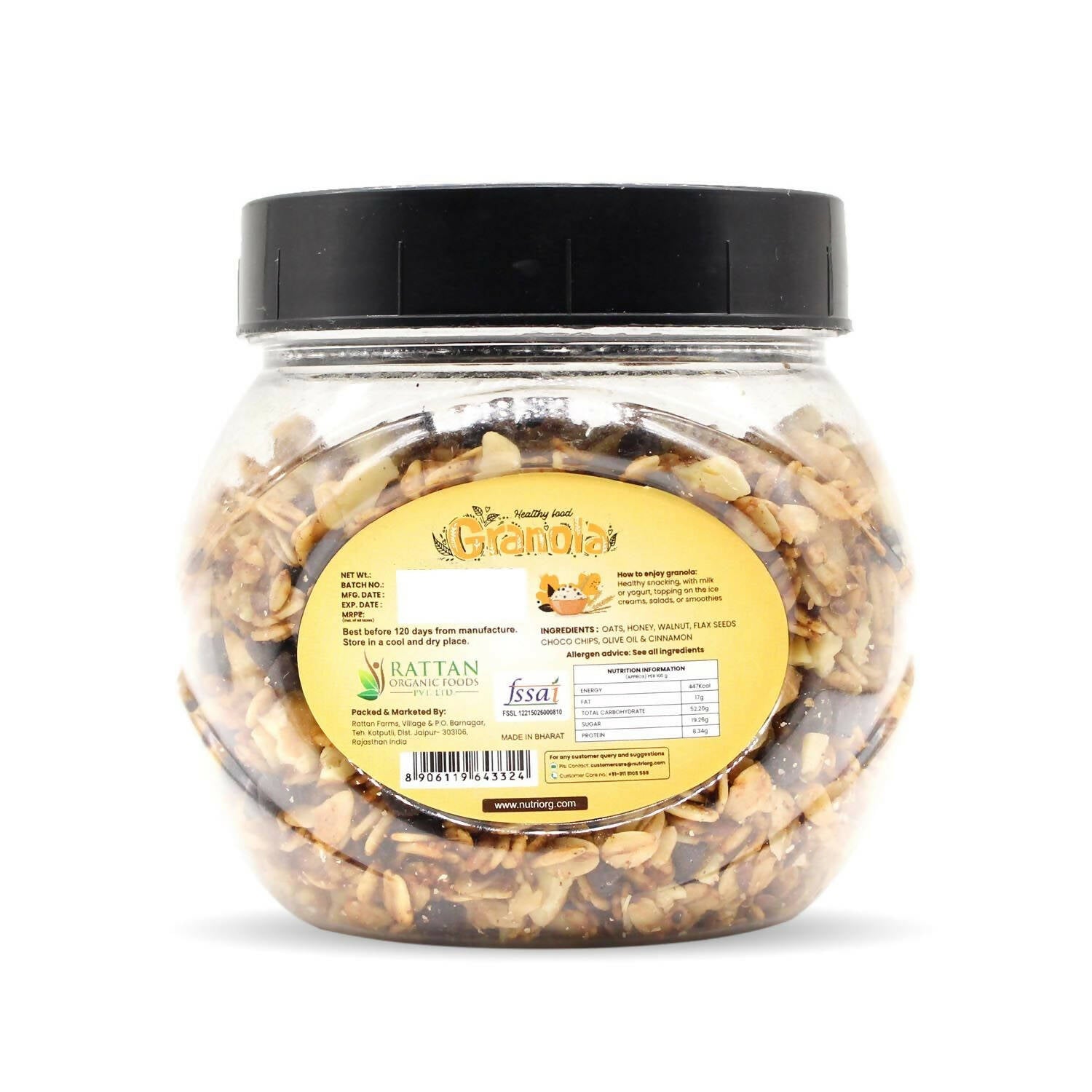 Nutriorg Crunchy Granola Walnut, Flaxseeds & Choco Chips Flavor 