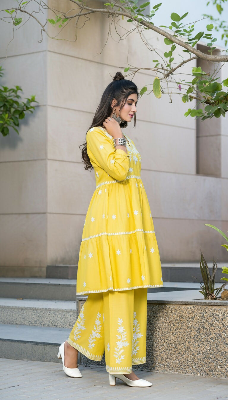 BulBul Dhawani Rayon Mustard Co-Ord Set 