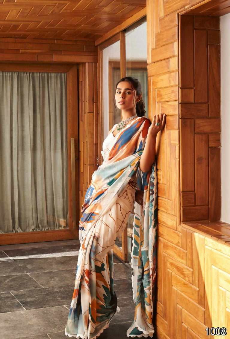 Partywear Designer Multi Bright Moss Fancy Saree - Durga