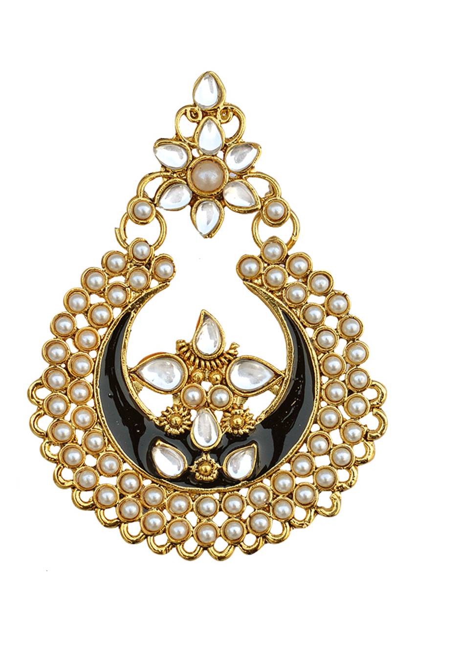 Gold-Plated Alloy Black Enamel Ethnic Earrings - The Pari - Grab2buy