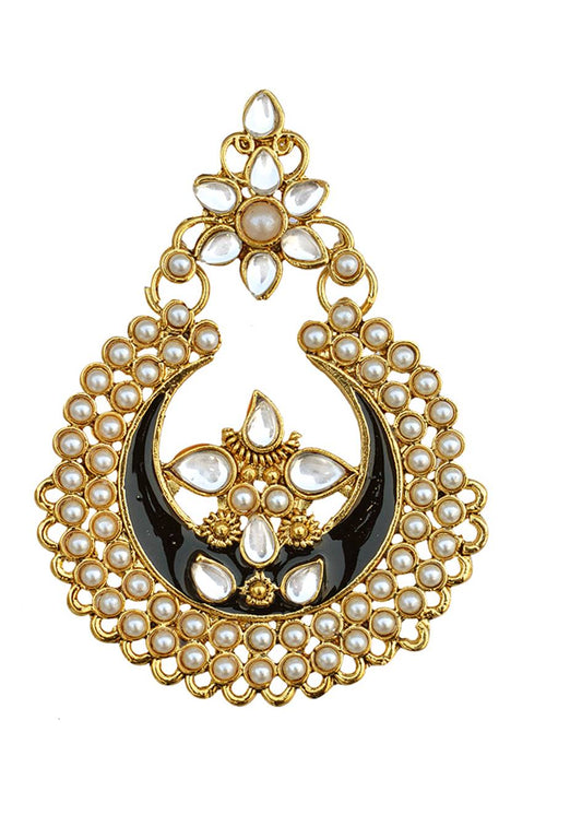 Gold-Plated Alloy Black Enamel Ethnic Earrings - The Pari - Grab2buy