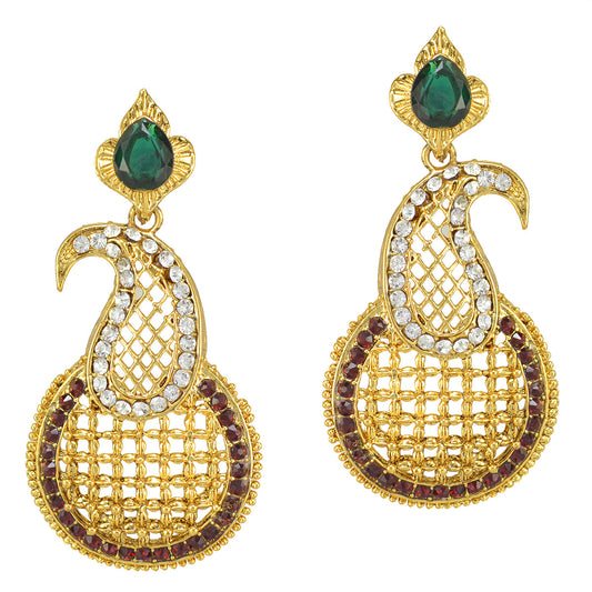 Gold-Plated Alloy Peacock Shaped Designer Earrings - The Pari - Grab2buy