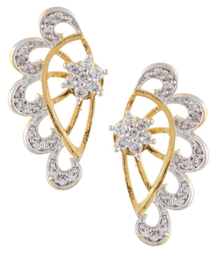 Gold-Plated Alloy American Diamond Small Earrcuff - The Pari - Grab2buy