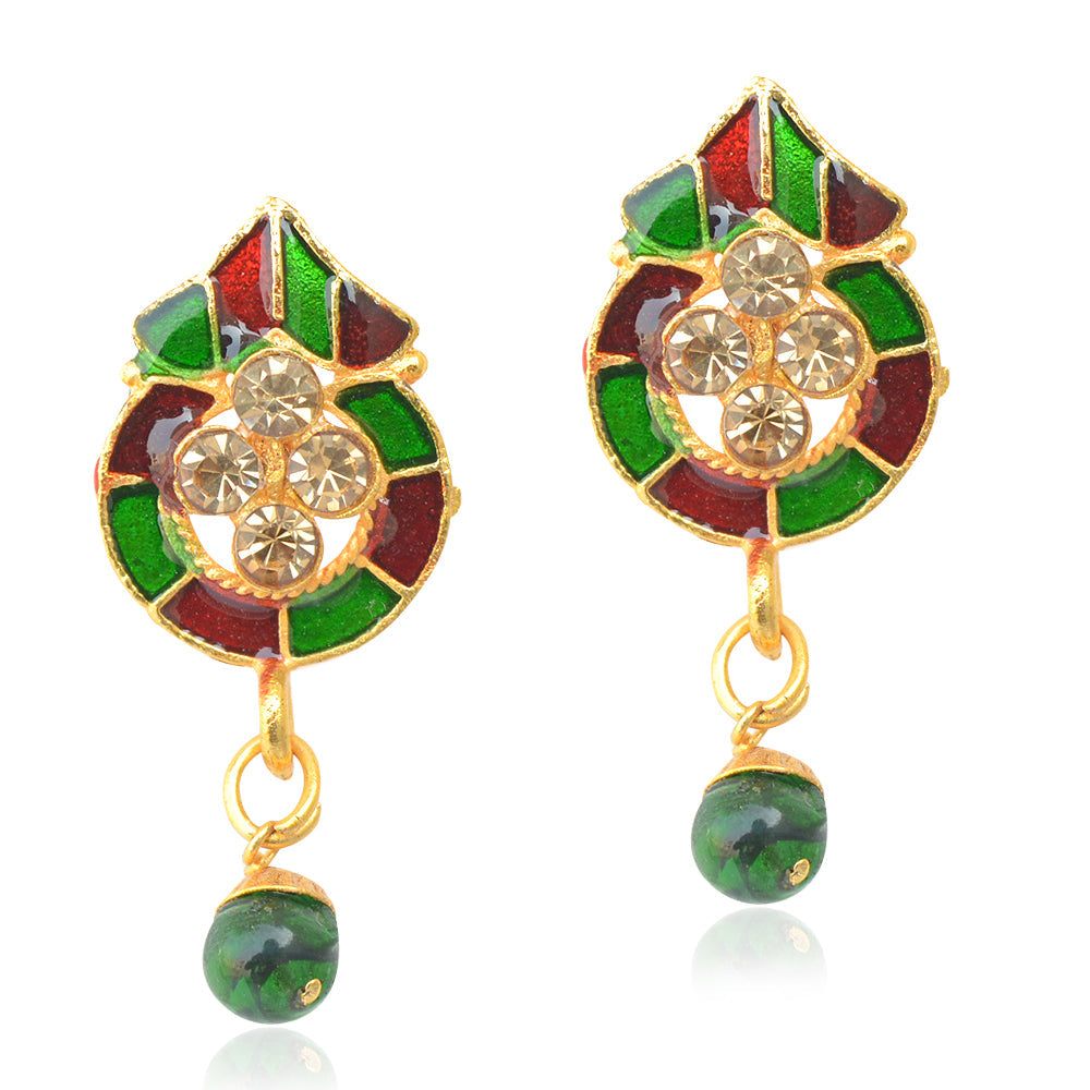 Gold-Plated Alloy Enamel Stud Earrings - The Pari - Grab2buy