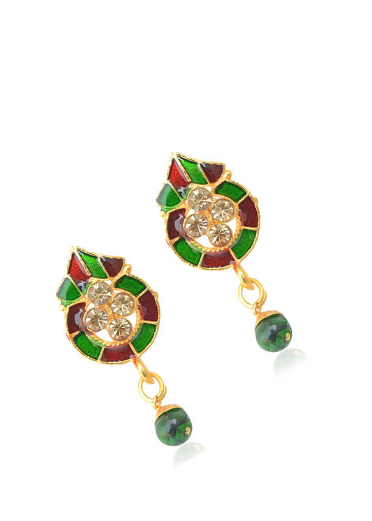 Gold-Plated Alloy Enamel Stud Earrings - The Pari - Grab2buy