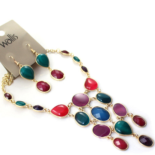 Gold-Plated Alloy Enamel Multi-Colour Designer Necklace - The Pari - Grab2buy