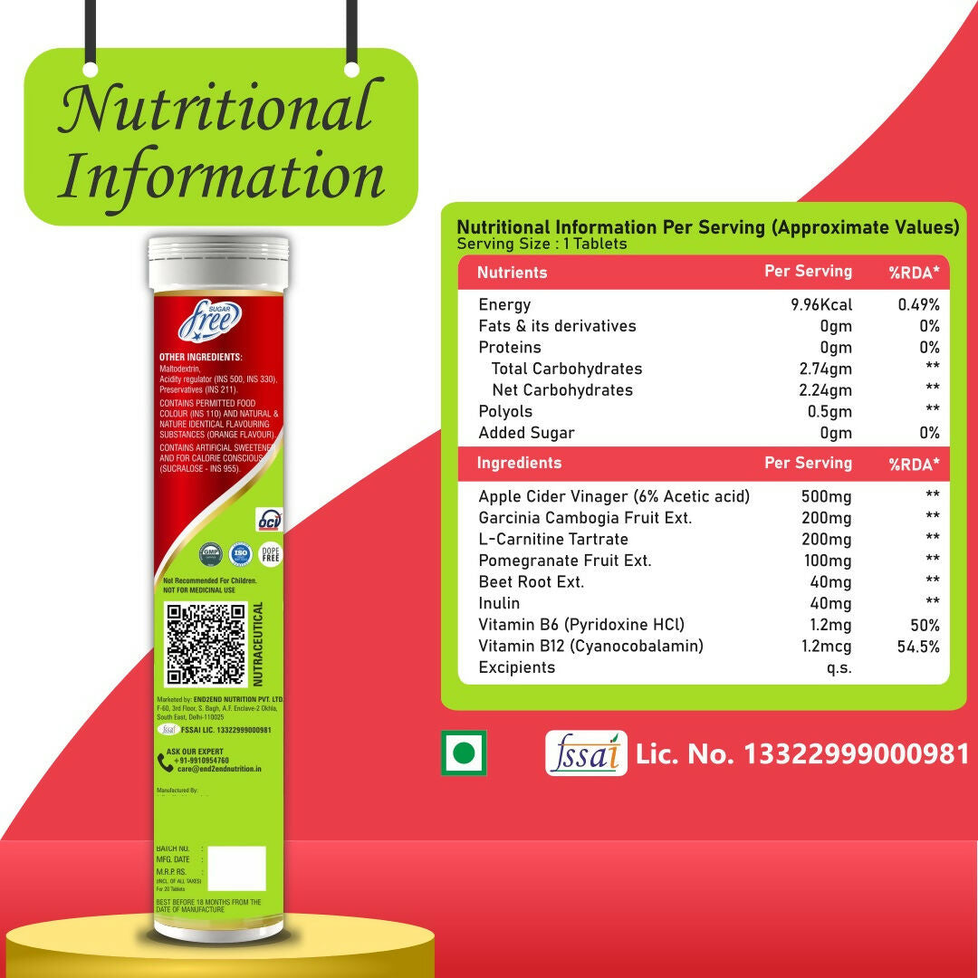 End2End Nutrition Apple Cider Vinegar Tablets 