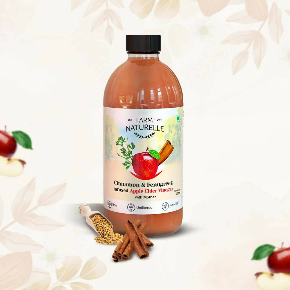 Farm Naturelle Organic Apple Cider Vinegar with Mother and Infused Cinnamon & Fenugreek 