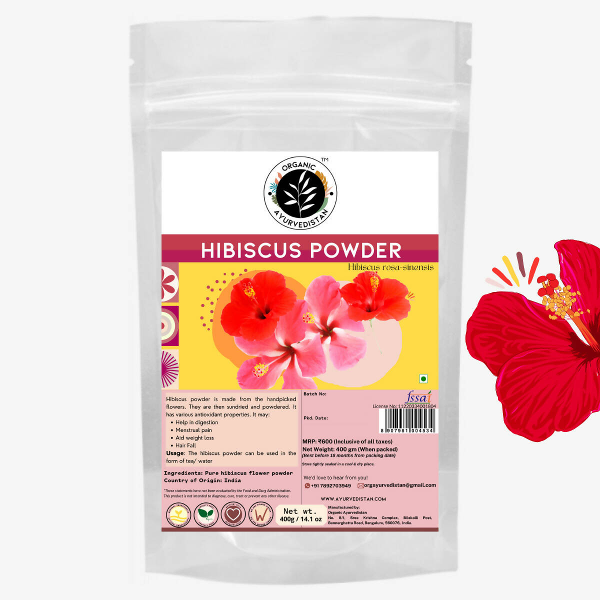 Organic Ayurvedistan Hibiscus Powder 