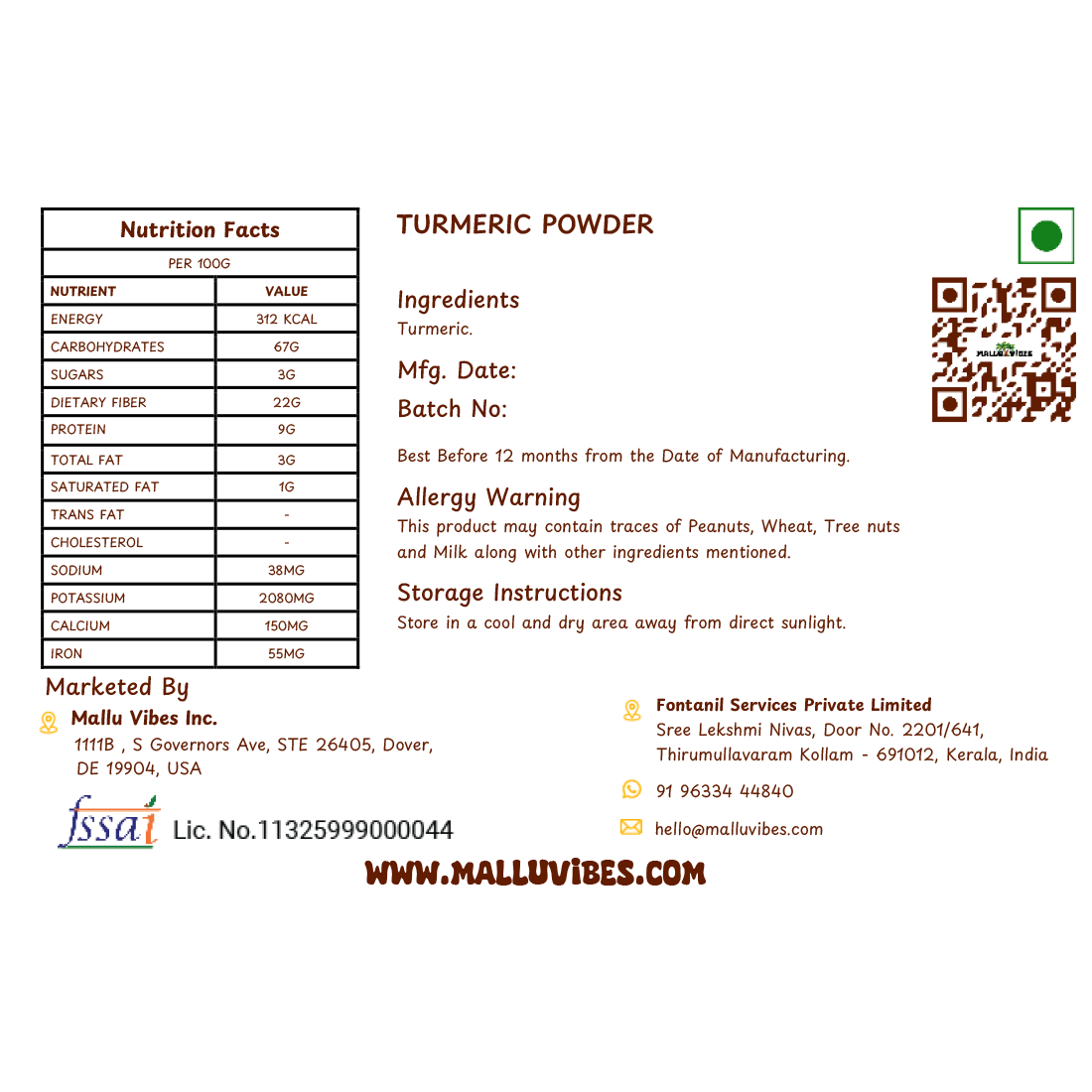 Mallu Vibes Turmeric Powder 