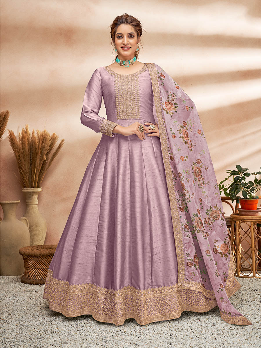 Myra Violet Art Silk Embroidered Anarkali Suit 
