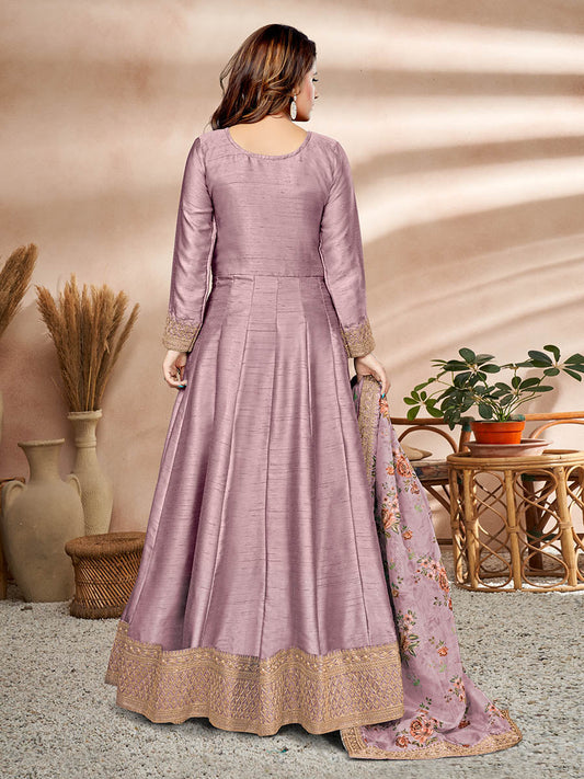 Myra Violet Art Silk Embroidered Anarkali Suit 