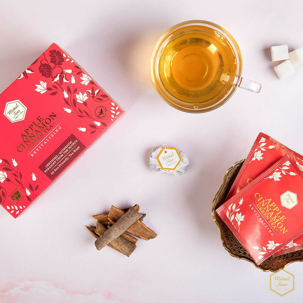 Mittal Teas Apple Cinnamon Green Tea - Eco Friendly Bags - Grab2buy