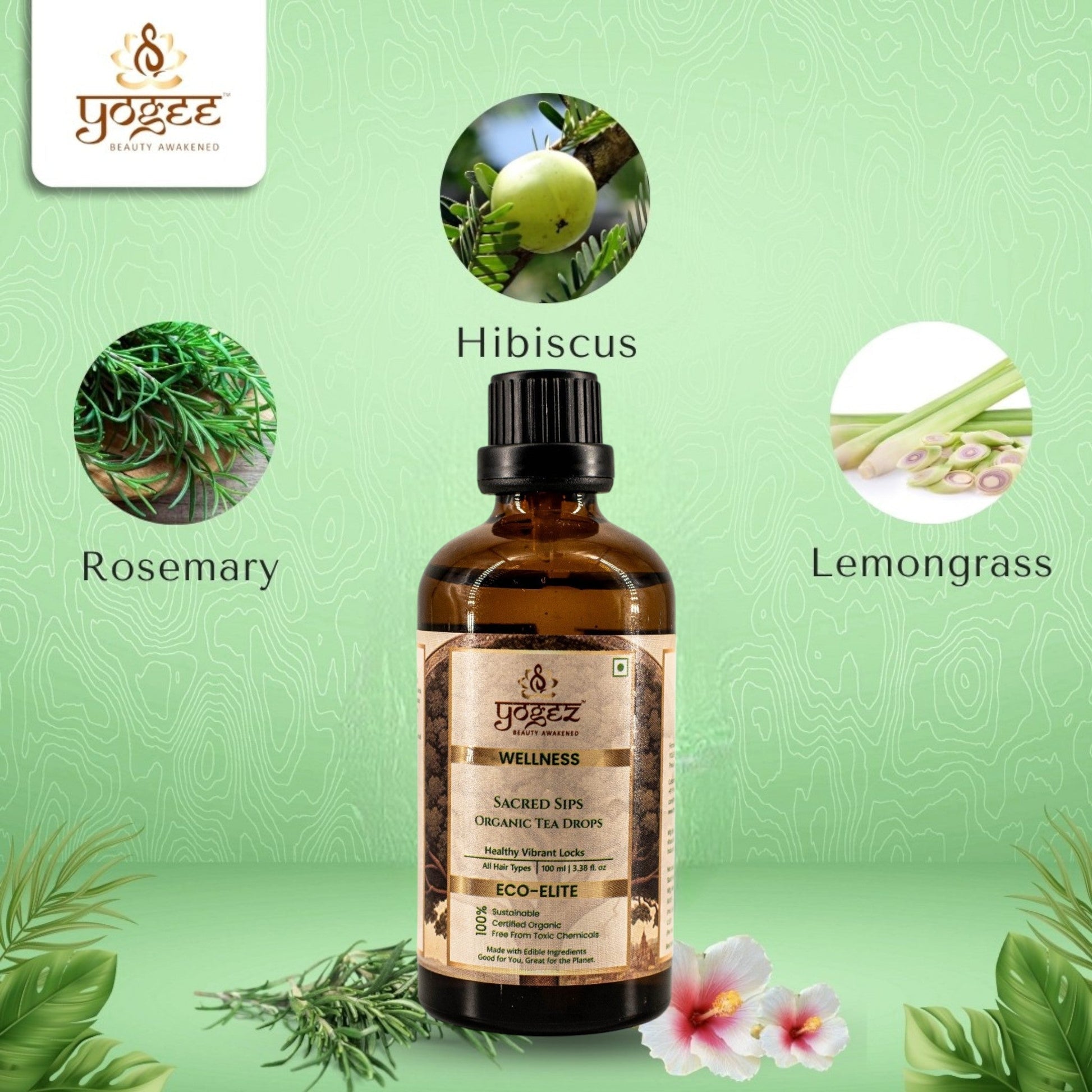 Yogez Sacred Sips Tea Drops- Hair Health  Grab2Buy Yogez Grab2Buy