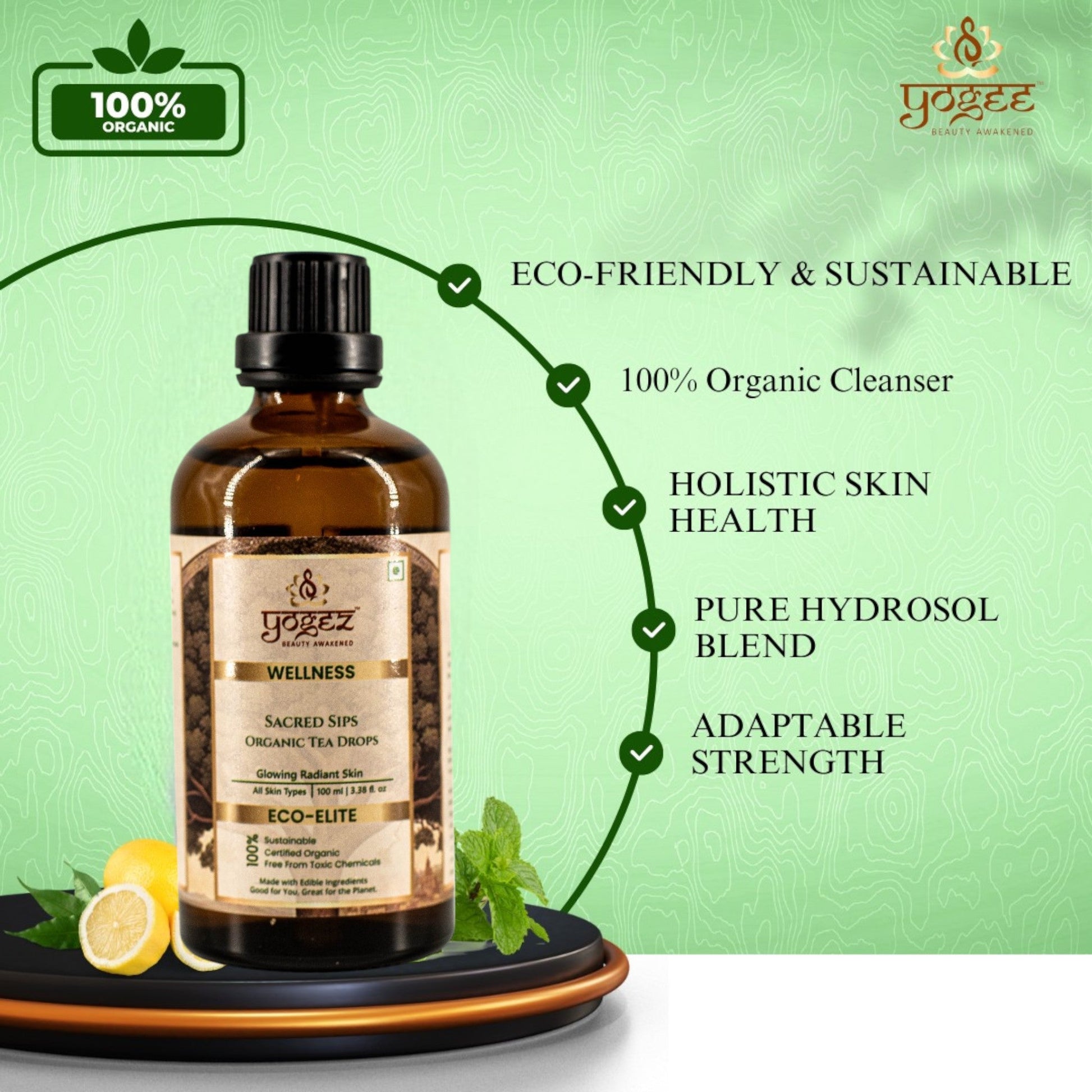 Yogez Sacred Sips Tea Drops- Skin Health  Grab2Buy Yogez Grab2Buy