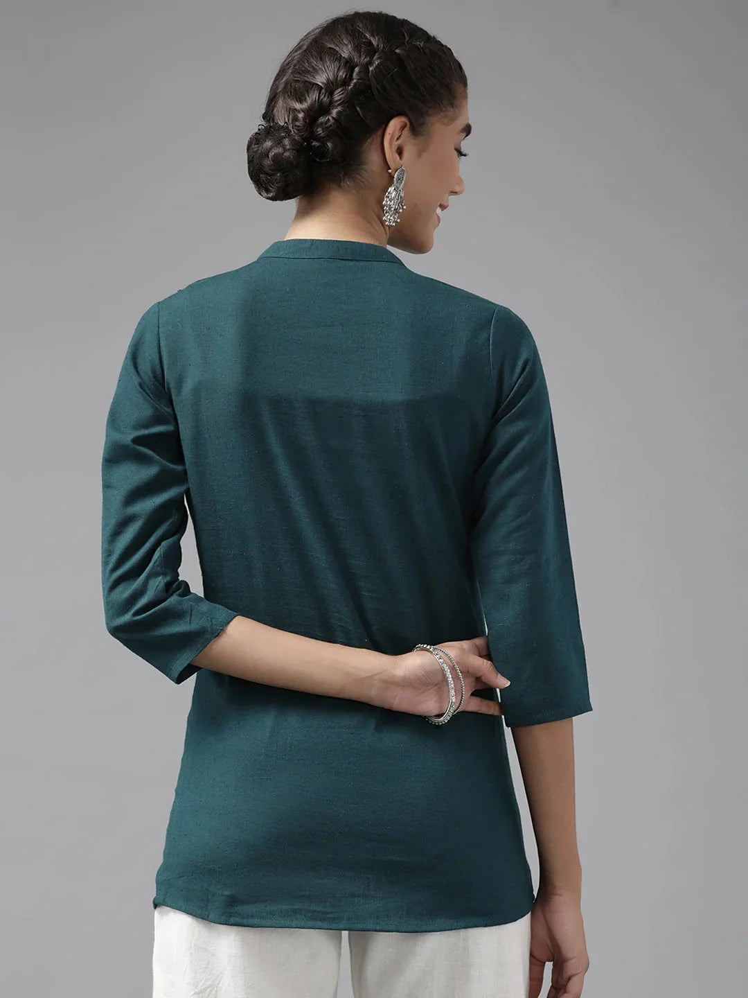 Yufta Teal Floral Embroidered Top  Grab2Buy Yufta Grab2Buy