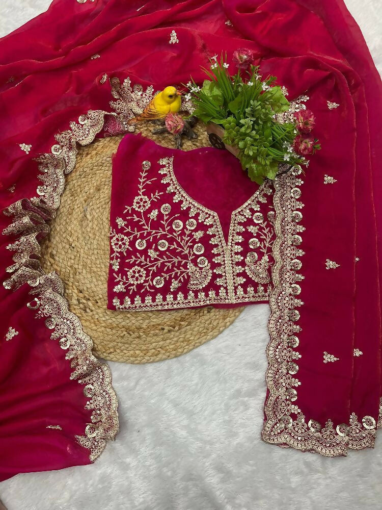 Joban Fashion Red Frendy Satin Silk Party Wear Sarees
