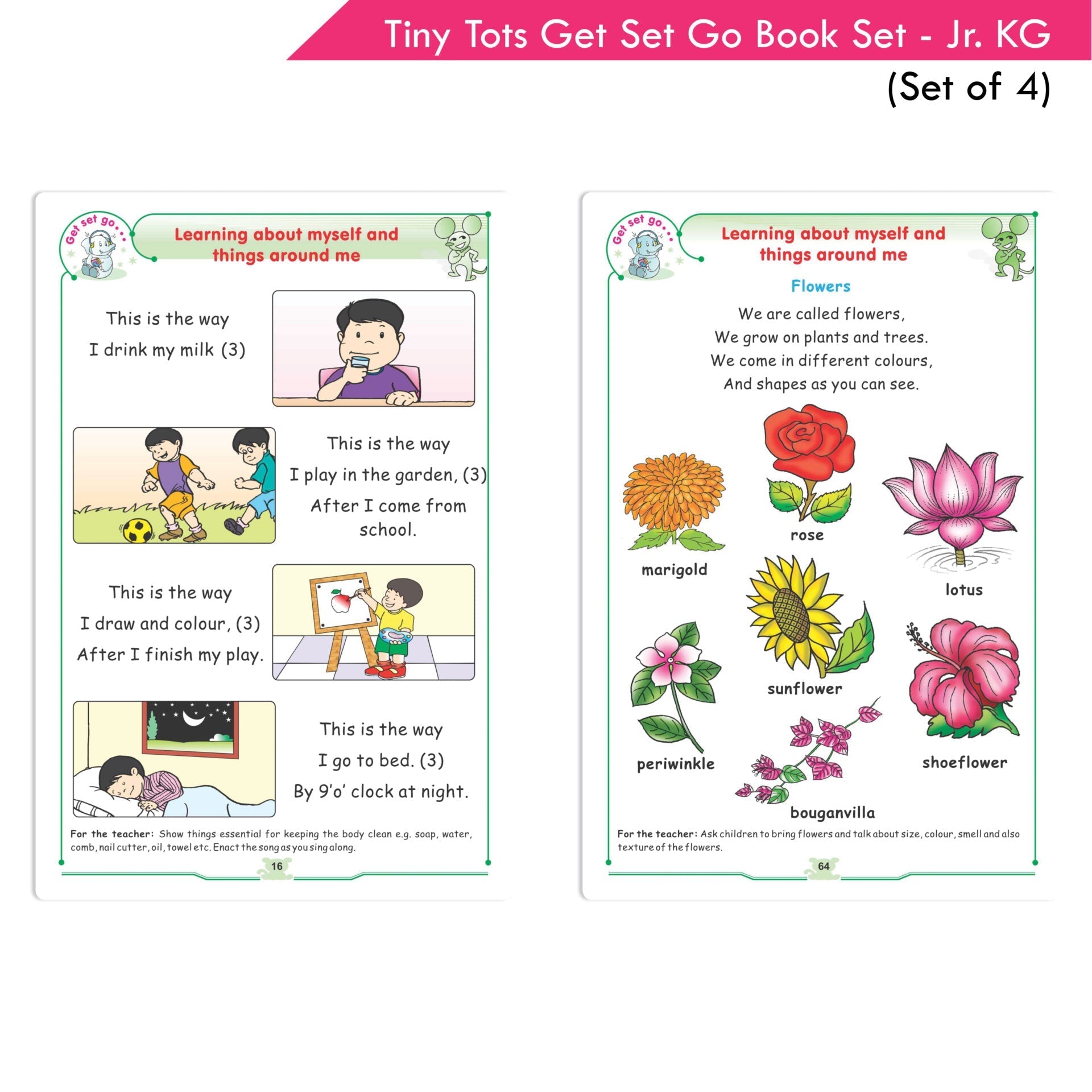 Tiny Tots Get Set Go Preschool Learning Junior KG Books Set of 4| Term wise Education Books| Ages 4-5 Years  Grab2Buy Sheth Books Grab2Buy
