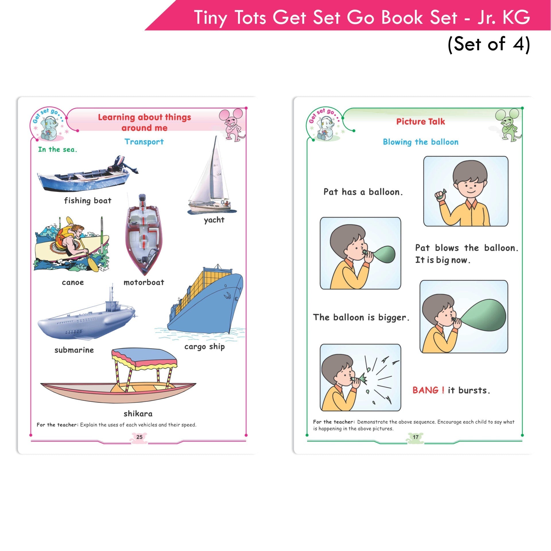 Tiny Tots Get Set Go Preschool Learning Junior KG Books Set of 4| Term wise Education Books| Ages 4-5 Years  Grab2Buy Sheth Books Grab2Buy