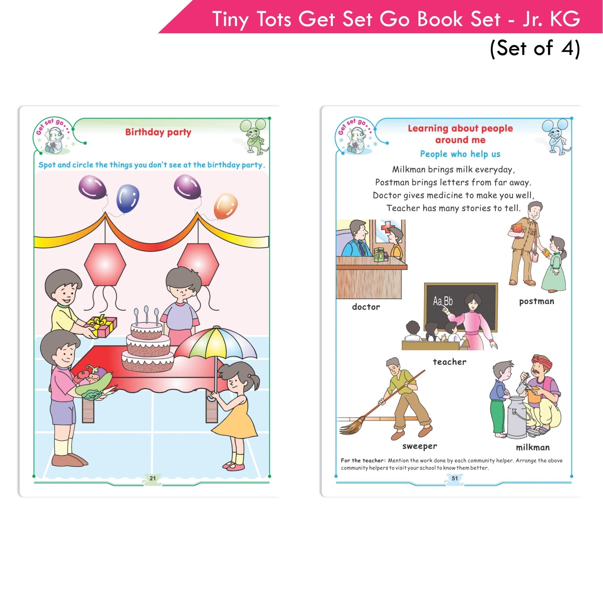 Tiny Tots Get Set Go Preschool Learning Junior KG Books Set of 4| Term wise Education Books| Ages 4-5 Years  Grab2Buy Sheth Books Grab2Buy