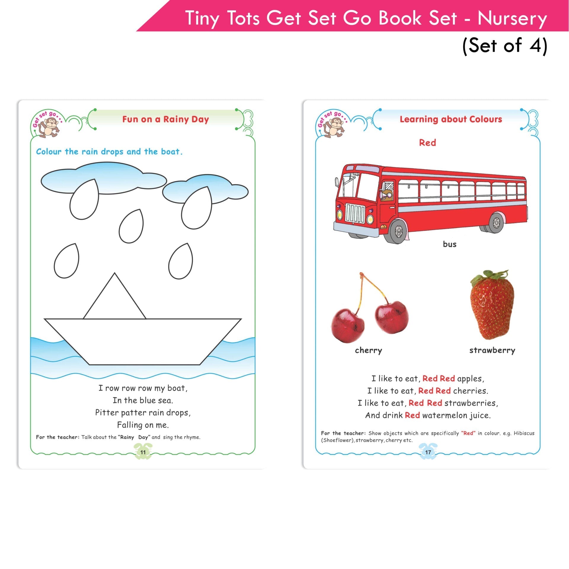 Tiny Tots Get Set Go Preschool Learning Nursery Books Set of 4| Term wise Education Books| Ages 3-4 Years  Grab2Buy Sheth Books Grab2Buy
