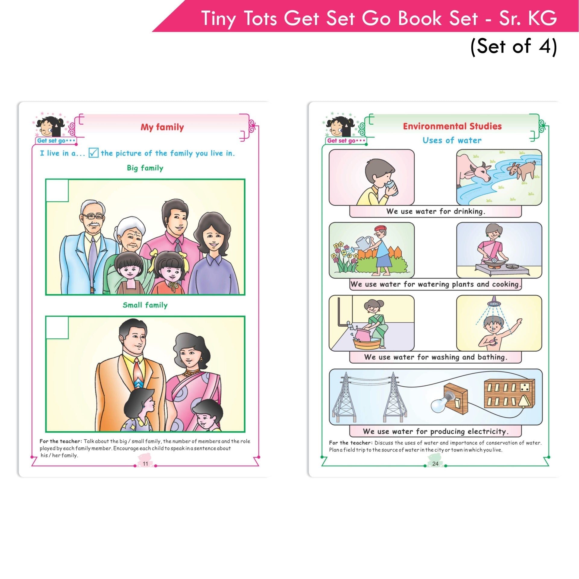 Tiny Tots Get Set Go Preschool Learning Senior KG Books Set of 4| Term wise Education Books| Ages 5-6 Years  Grab2Buy Sheth Books Grab2Buy