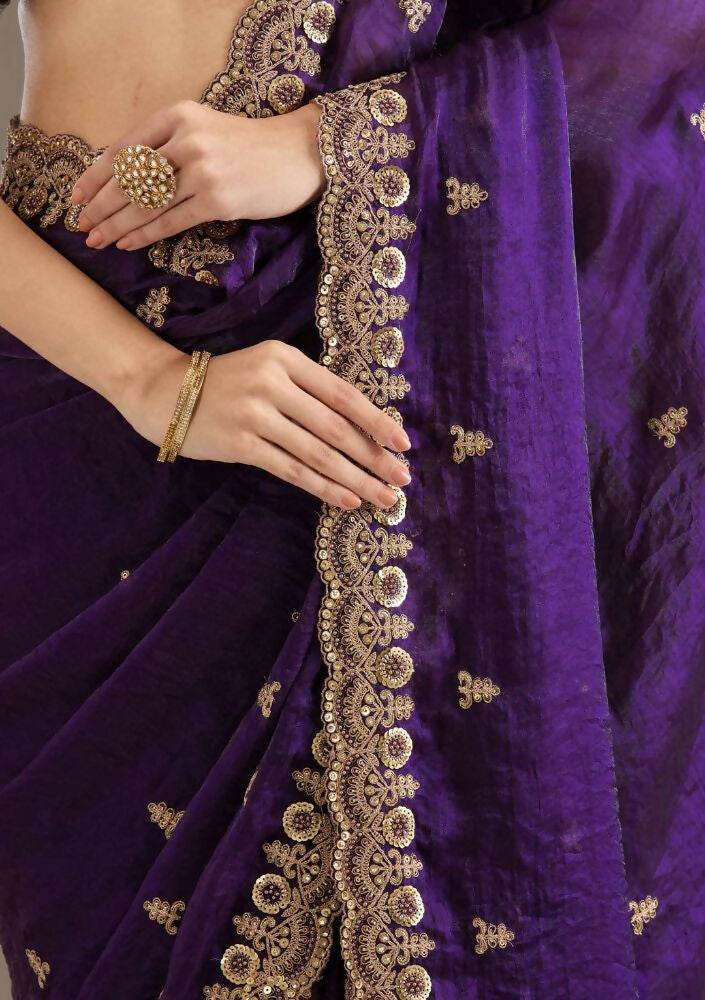 Joban Fashion Blue Frendy Satin Silk Party Wear Sarees