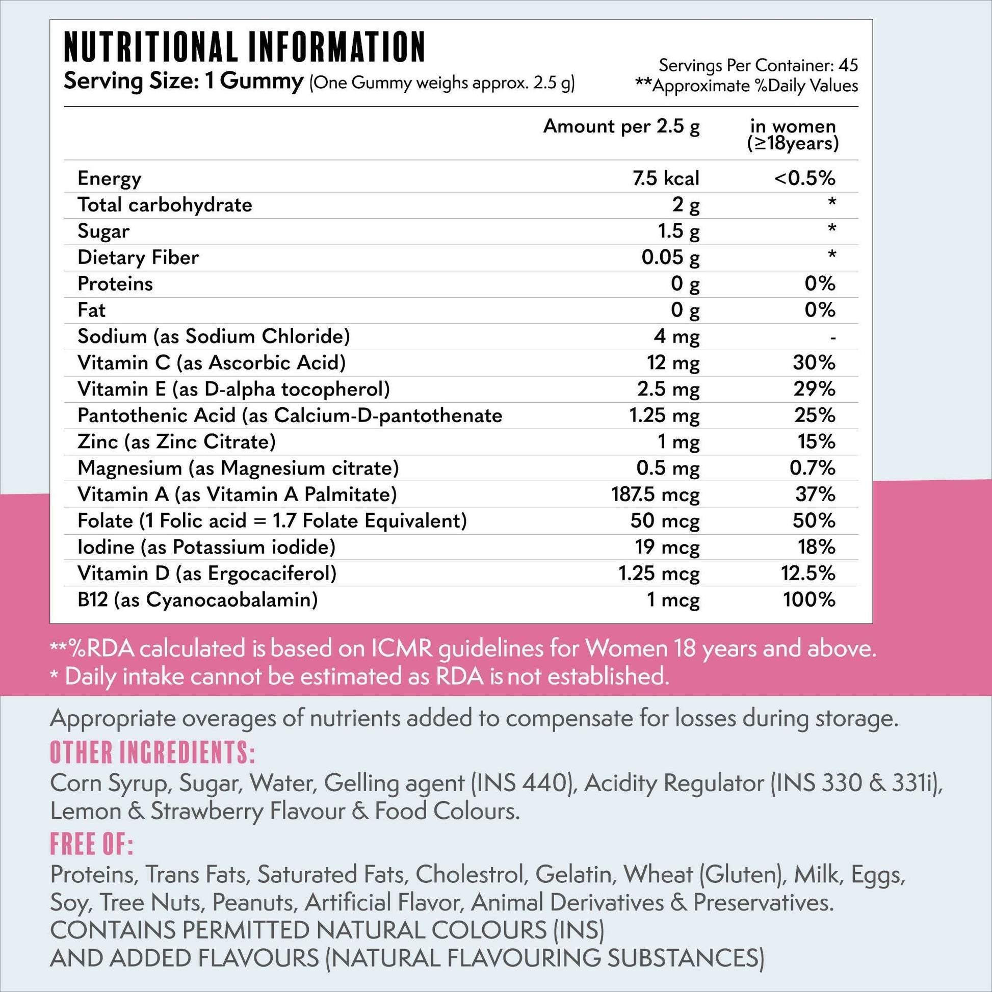 Meadbery Women's Multivitamin Gummies - Strawberry Flavour 