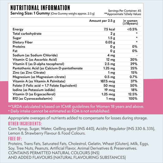 Meadbery Women's Multivitamin Gummies - Strawberry Flavour 