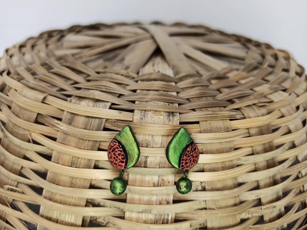 Terracotta Water Drop Ear Studs