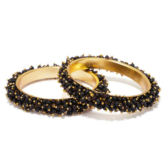 Mominos Fashion Joharkamal Gold-Plated Black Beads Work Bangles - Grab2buy