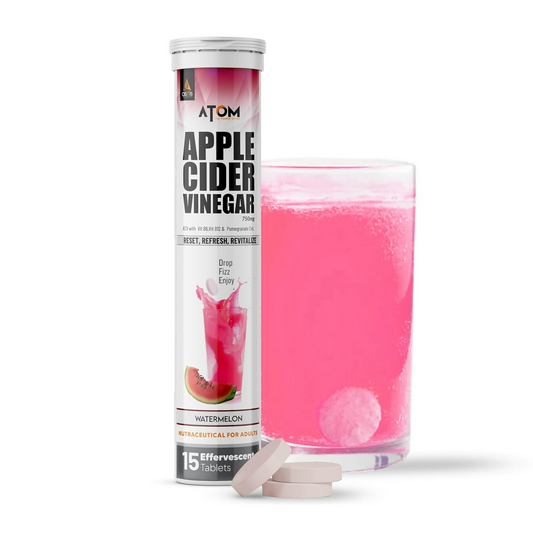 As-It-Is Atom Apple Cider Vinegar Effervescent Tablets Water Melon Flavor For Weight Loss 