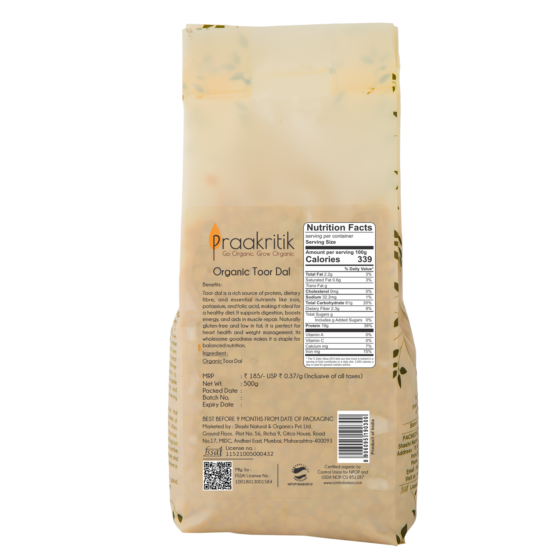 Praakritik Organic Tuvar Dal - Grab2buy