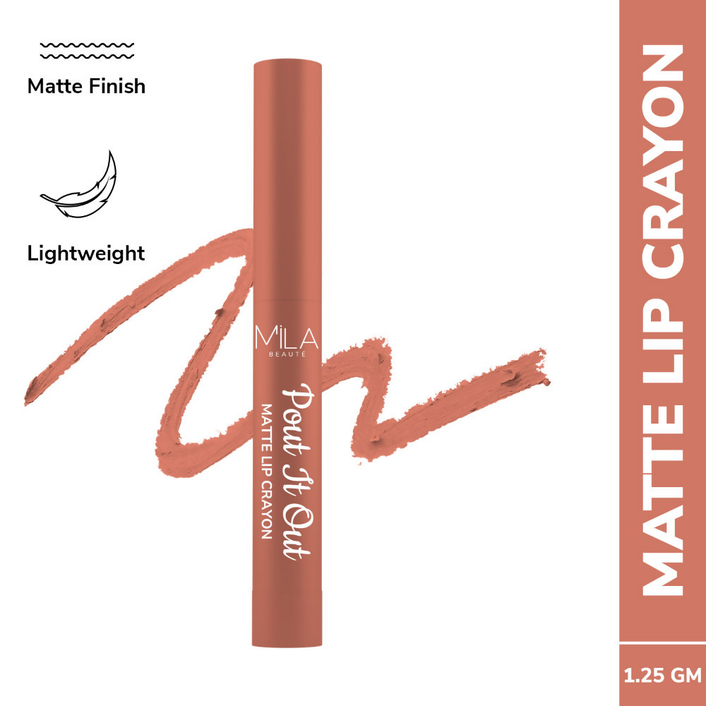 Mila Beaute Pout It Out Long Lasting & Matte Finish Lip Crayon Lipstick - Jasmine