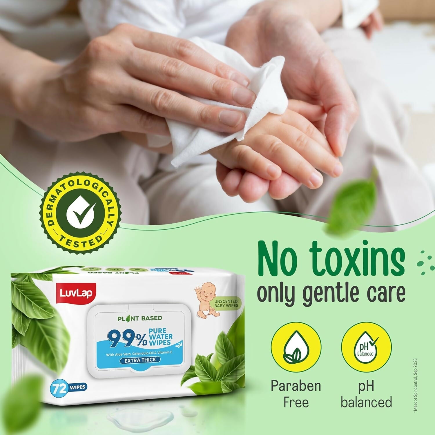 LuvLap Plant Based 99% Pure Water Extra Thick Unscented Baby Wipes