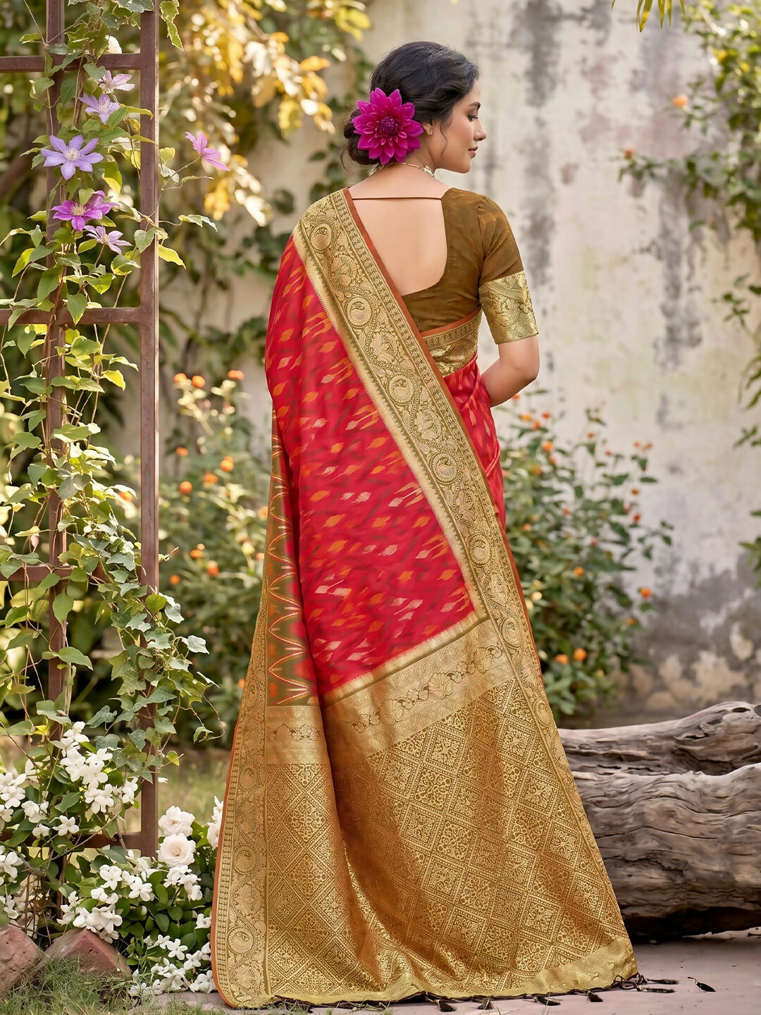 Shree Shyam Fashion Red Soft Silk Saree