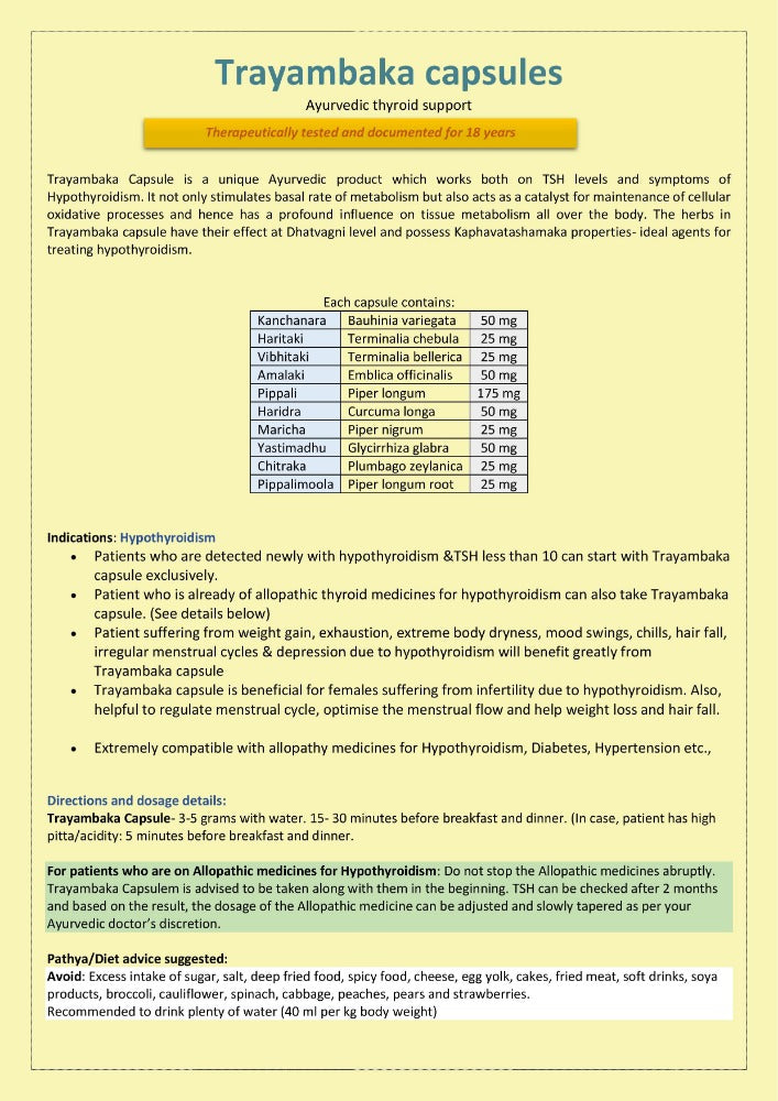 Shreshtha Herbals Trayambaka Capsules - Grab2buy