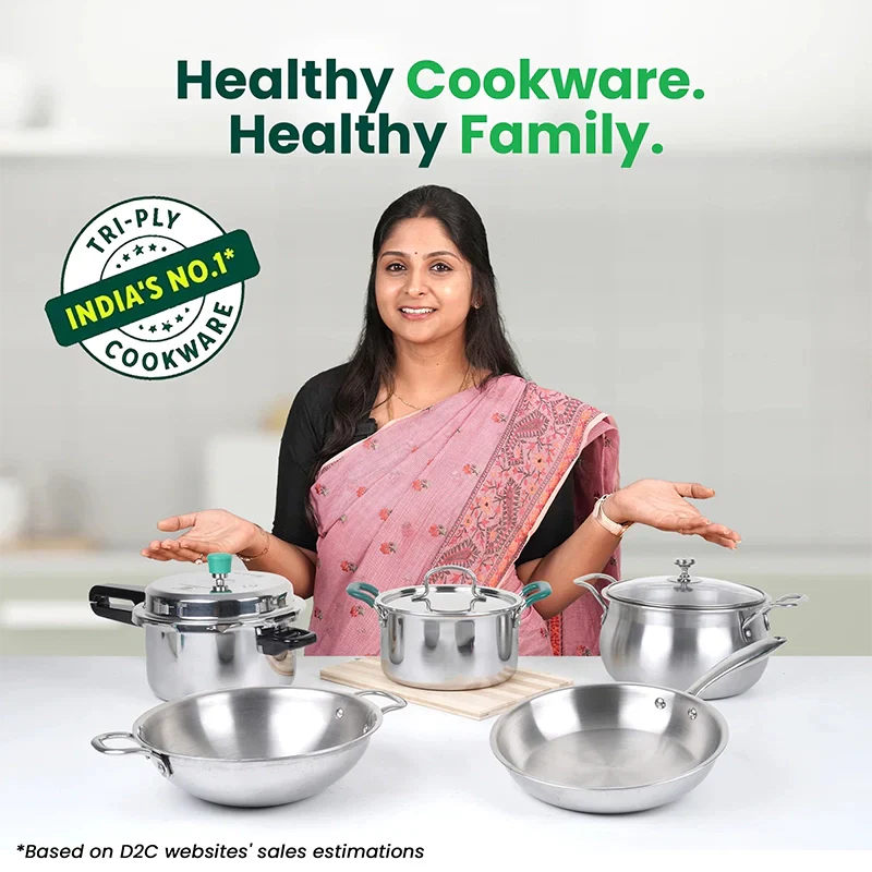 The Indus Valley TurboCuk Tri-ply Stainless Steel Kadai+ Glass Lid, Premium Quality, 3 Layer Thick Body, 100% Toxin-free, Non-stick, Induction & Gas, 1.7/2.7/3.5L  Grab2Buy The Indus Valley Grab2Buy